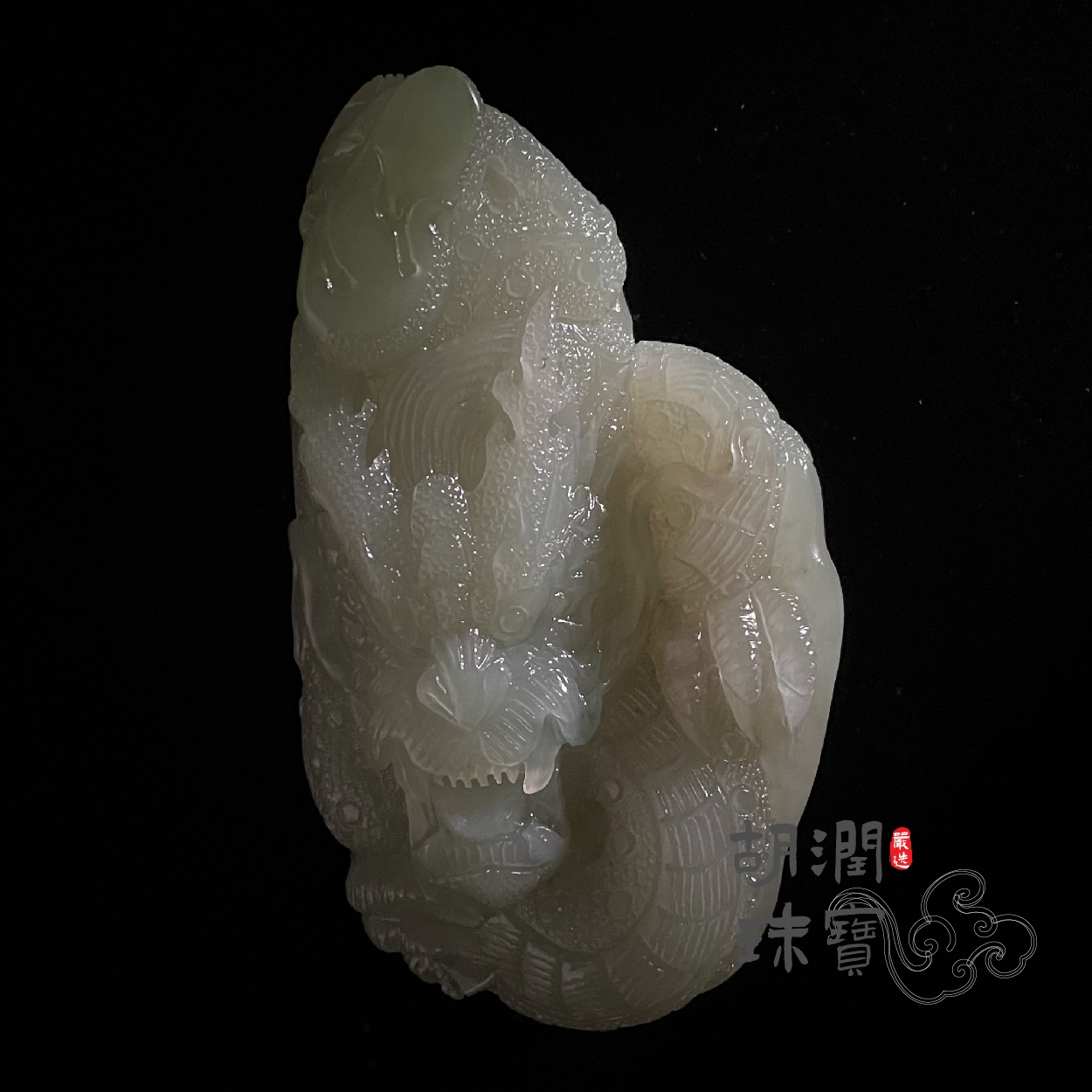 【胡润高货】御龙亁坤197.17g把件俏色飘翠手把玩物件