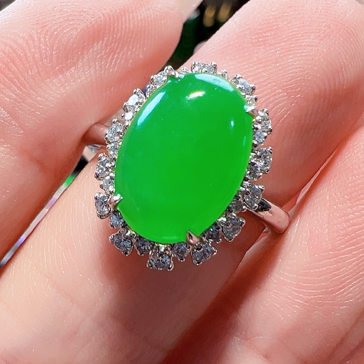 翡翠戒指18K金镶嵌签收后24小时鉴赏期