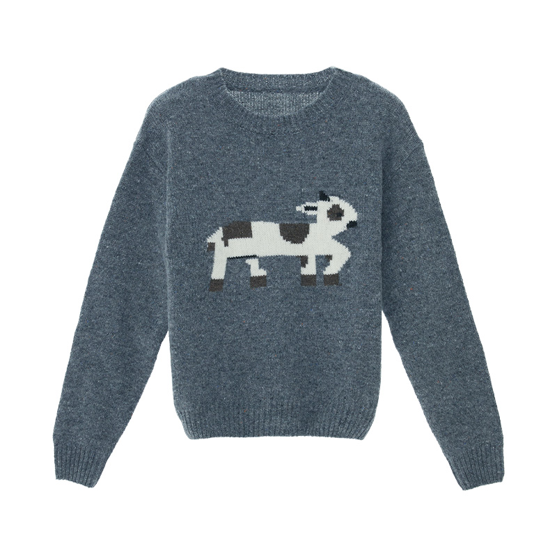【尚雅专属】绵羊毛卡通提花针织羊毛衫Z5C5043