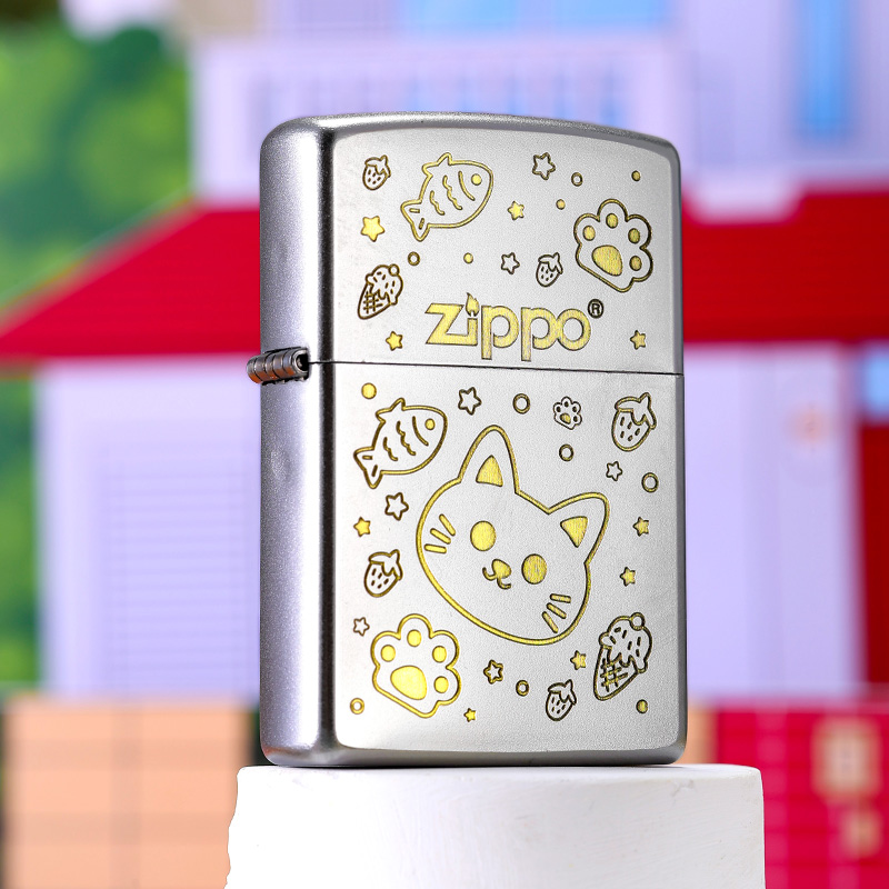 zippo打火机甜心小猫防风煤油送男生礼物可爱宠物礼盒装官方DYJ1