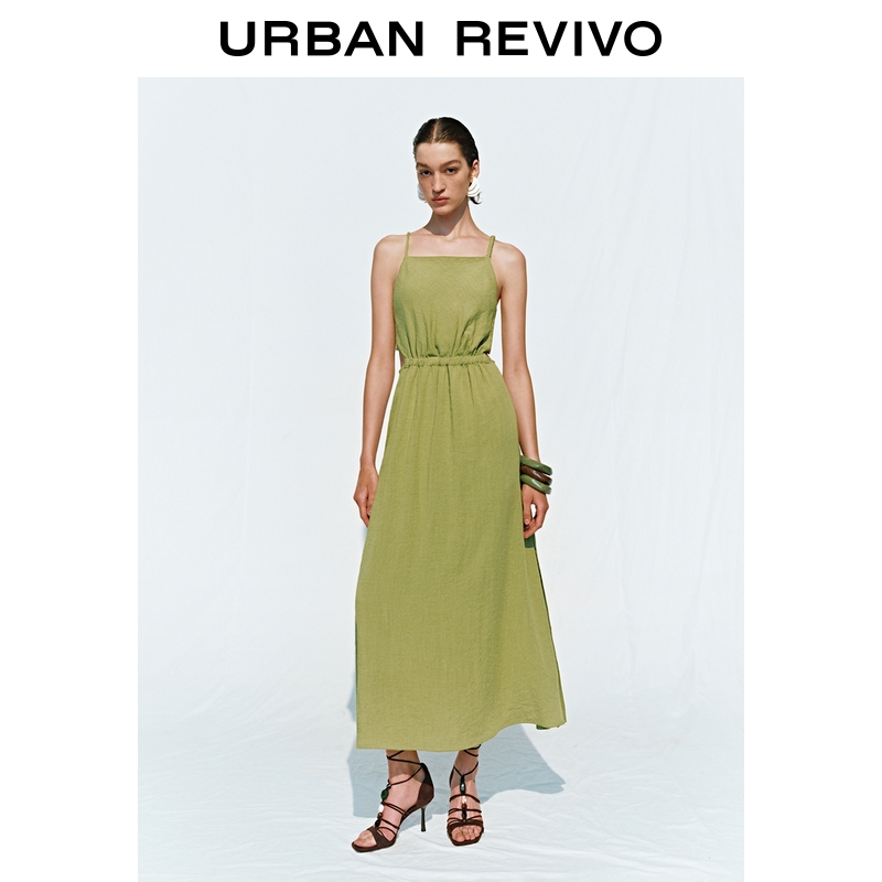 UR2025夏季新款女装休闲度假感解构镂空吊带连衣裙UWH750055