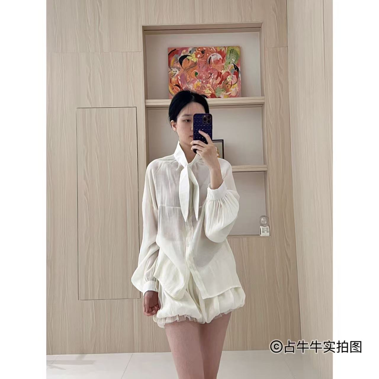 占牛牛I.NUNIU兔耳朵衬衫泡芙短裤套装