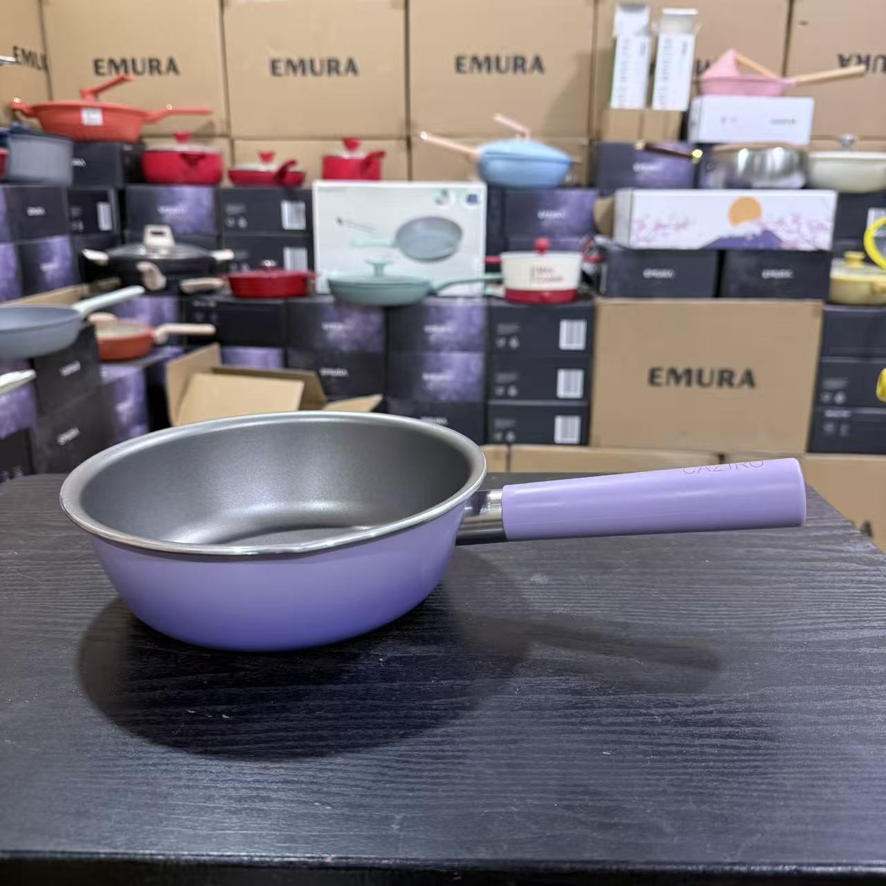 专属CAZIRO卡滋罗20CM渐变紫小炒锅日本大金超级不沾不挑灶具