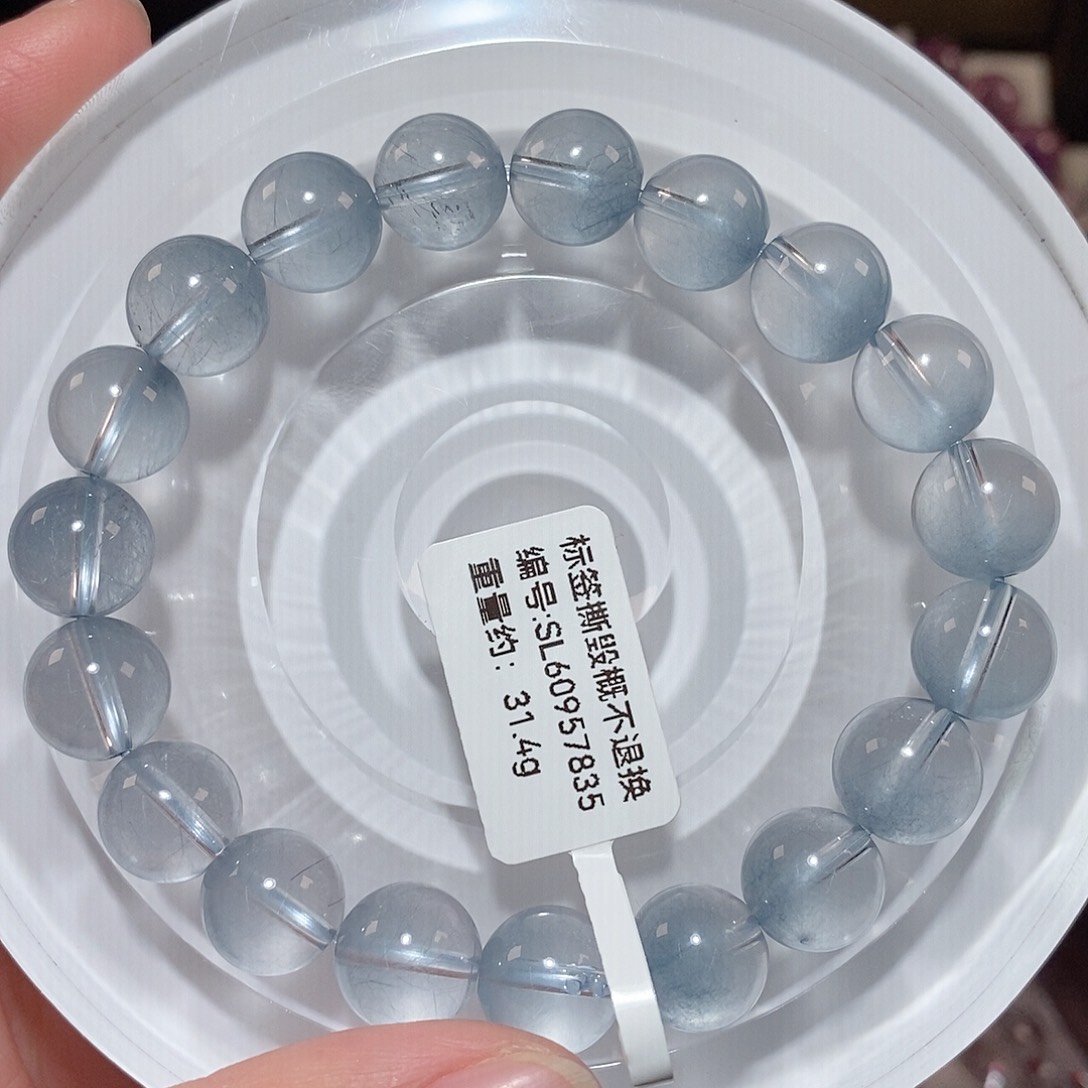 水晶手链未镶嵌F蓝兔毛10.5