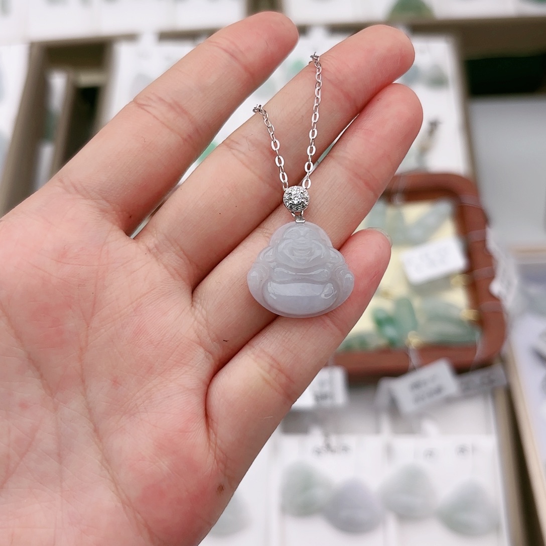 翡翠颈饰银S925镶嵌佛公