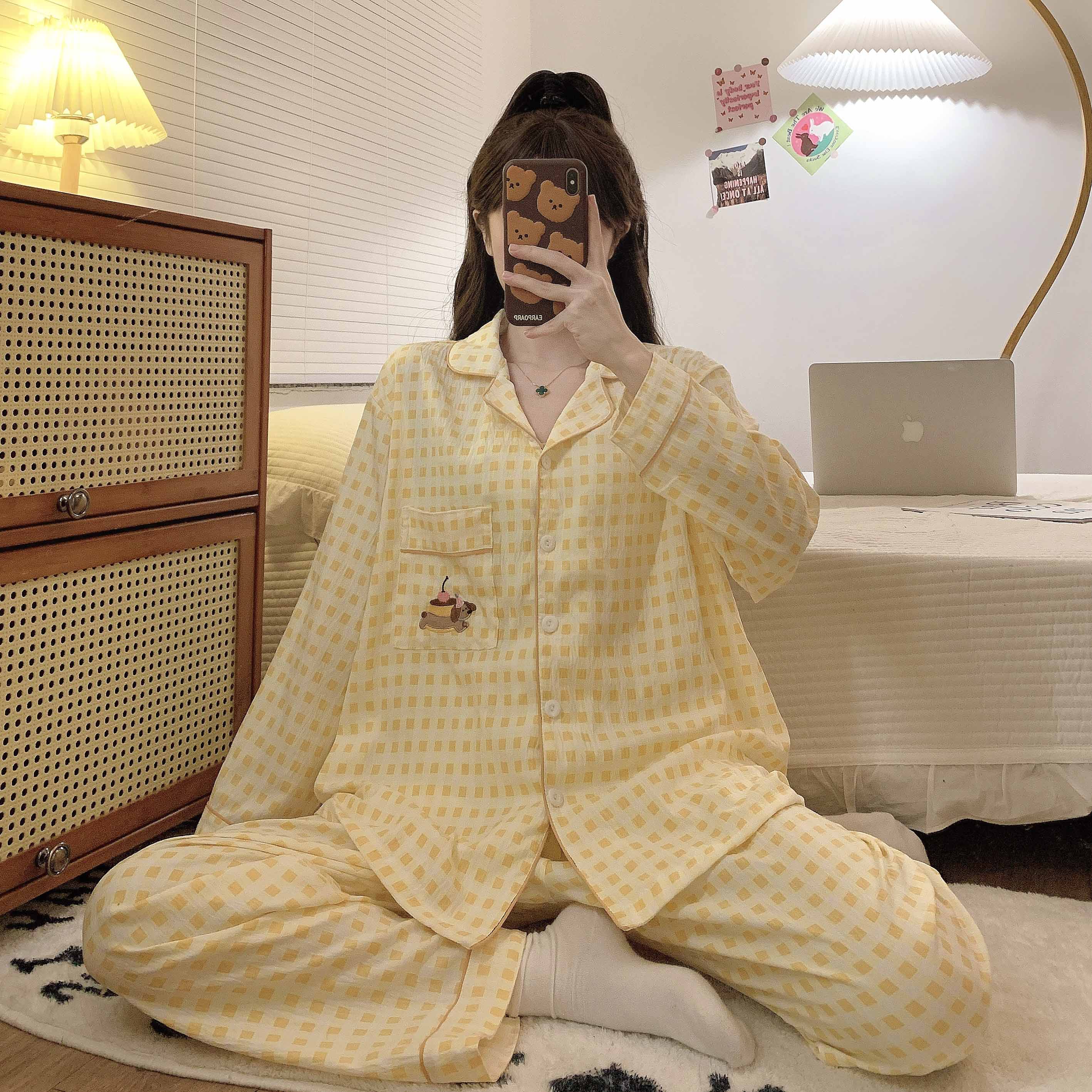 大码MM可穿睡衣女套装休闲时尚加肥大宽松胖mm黑白家居服网红甜美