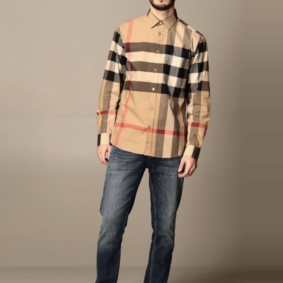 未使用 BURBERRY/博柏利 4400/拼色格子款衬衫/M码/L码/全新带吊