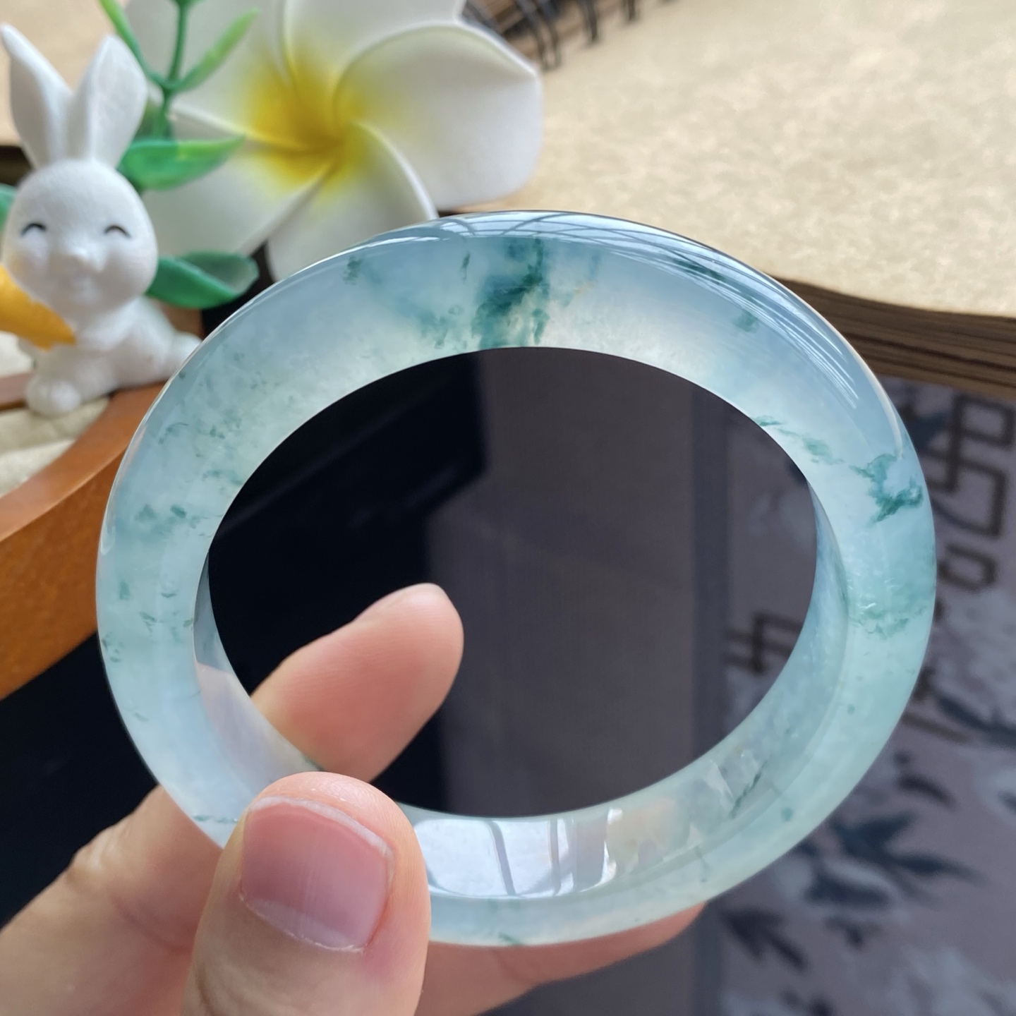03.04批高货冰透飘花镯1427号55.5-12.7-9.1！天然翡翠手镯