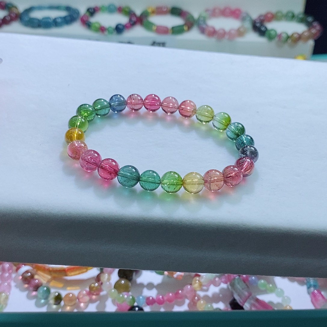 碧玺手链未镶嵌7.6mm左右