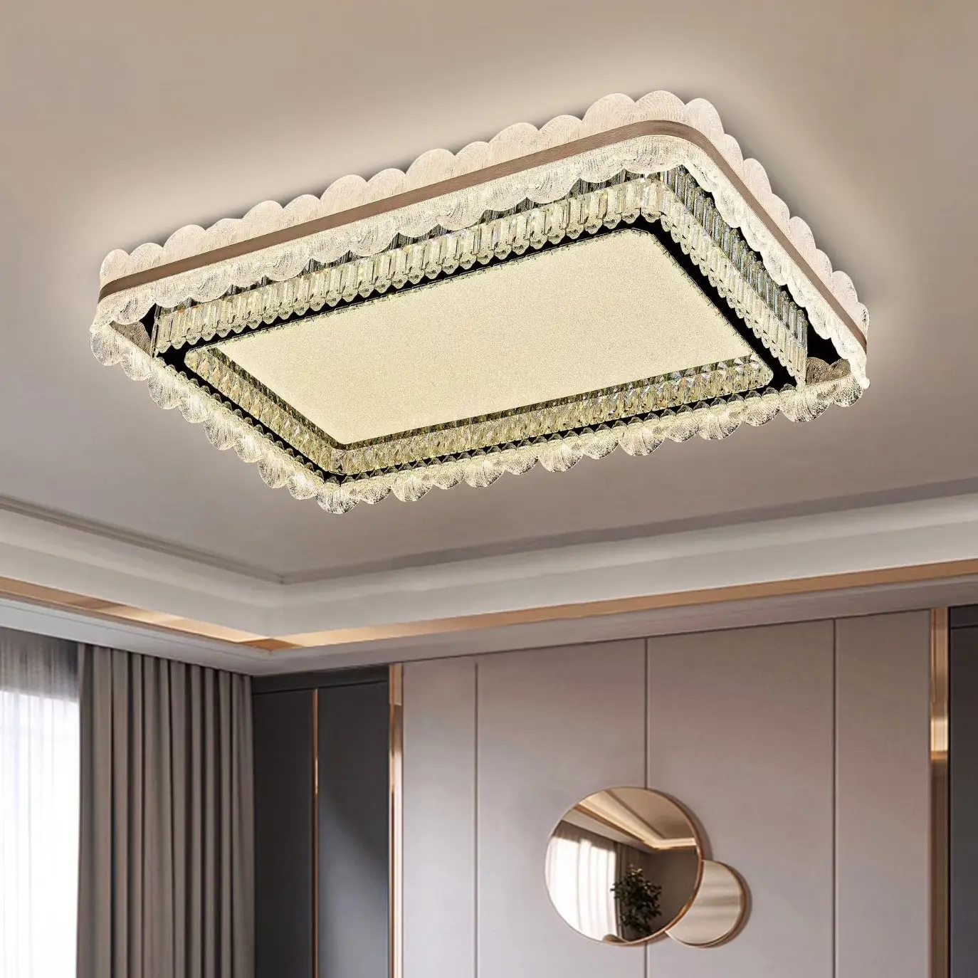 简约创意吸顶灯云朵流苏水晶吸顶灯