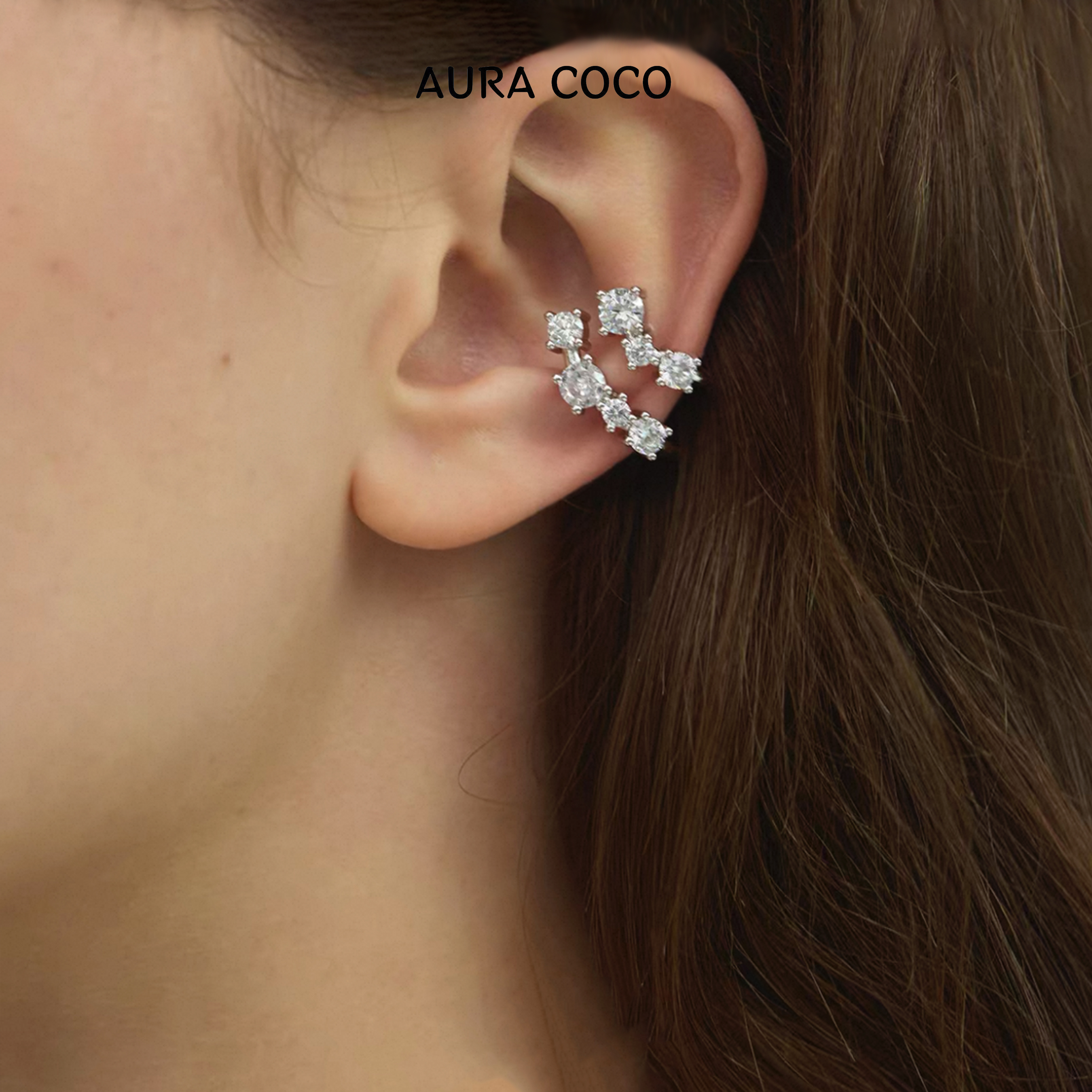 COCO高定 镀K金 双层弧形耳骨夹 时尚轻奢耳饰C9937