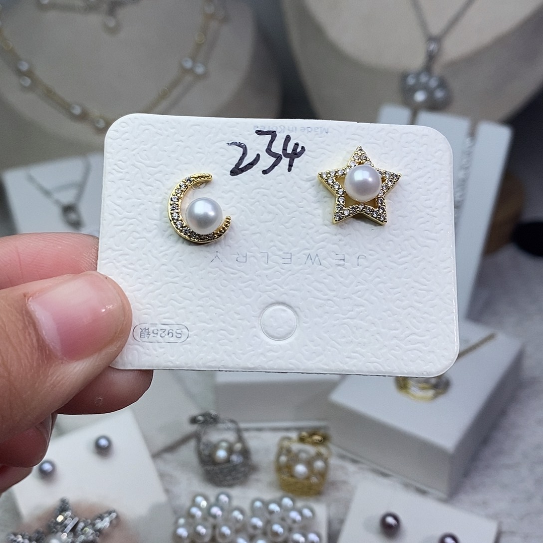 耳饰淡水珍珠银S925镶嵌