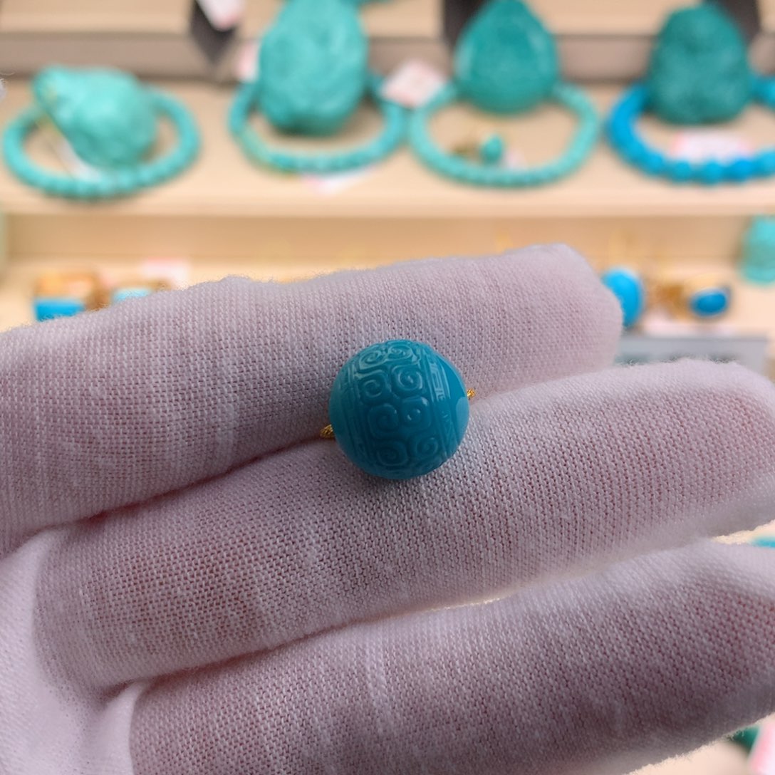 绿松石珠宝奇石未镶嵌12.7mm