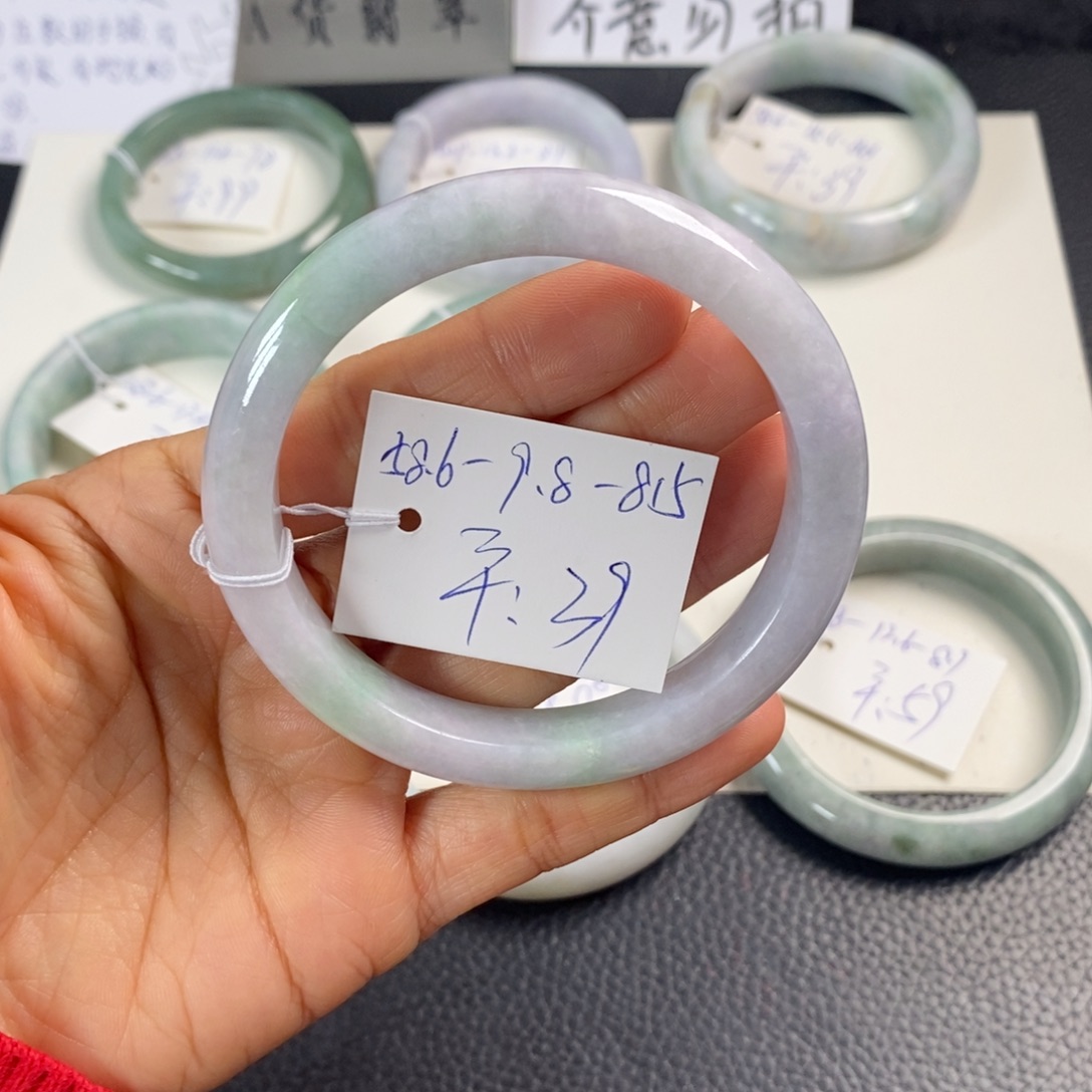 佩***佩翡翠未镶嵌手镯58.6正圈贯穿33