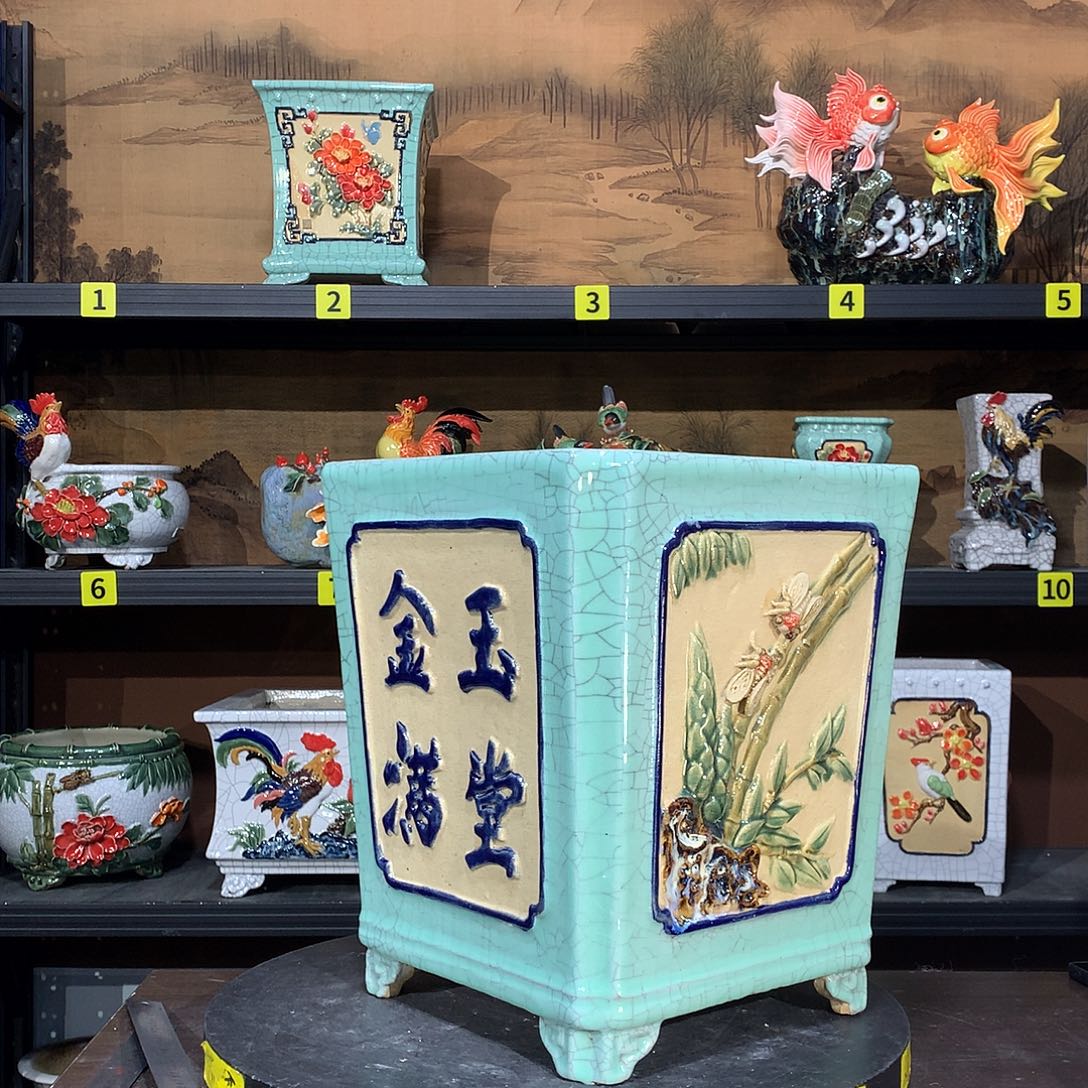 柳***艳高温烧制石湾盆花盆瑕疵