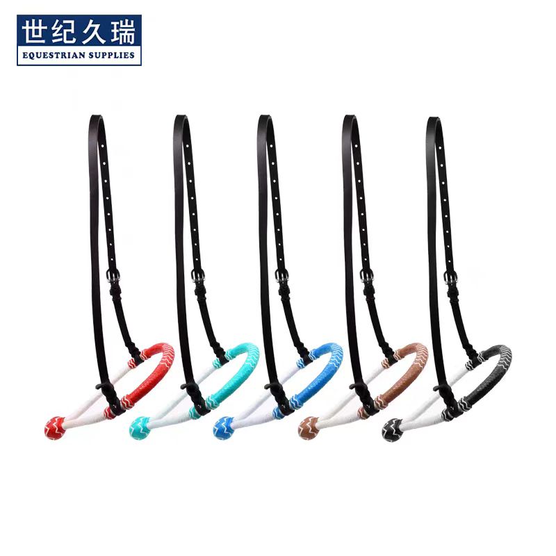 马术鼻箍生牛皮编织马水勒西部野骑西部水勒鼻革手工编织圆圈水勒