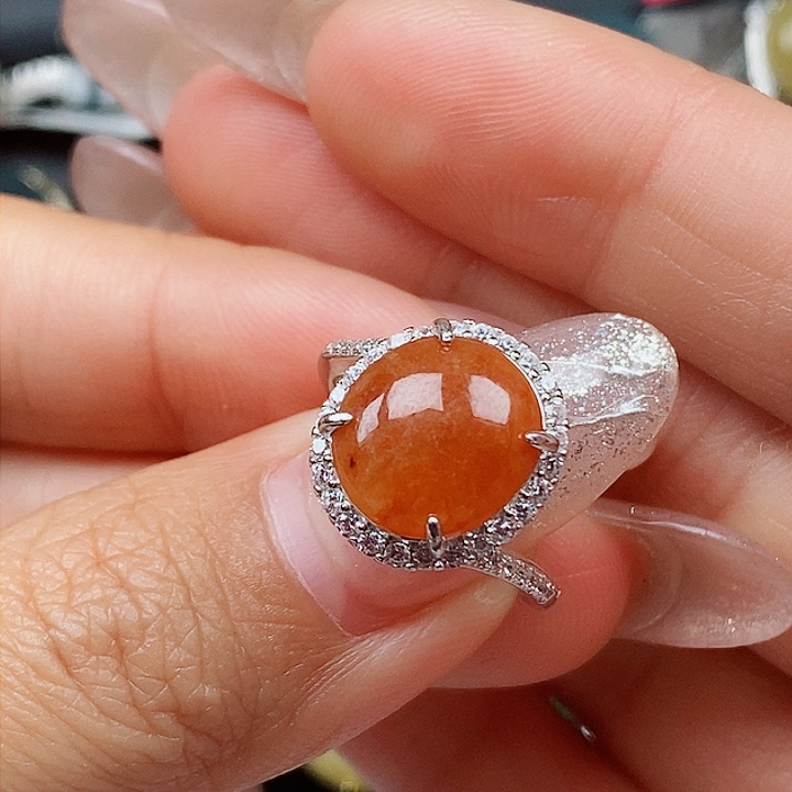 翡翠戒指银S925镶嵌戒指
