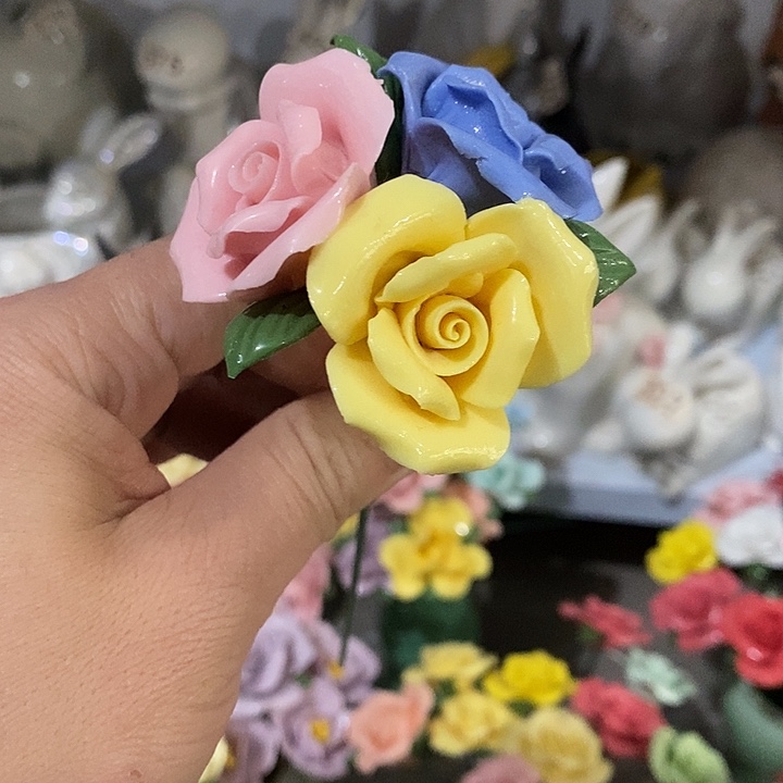 瓷片纯手工陶瓷花摆件2