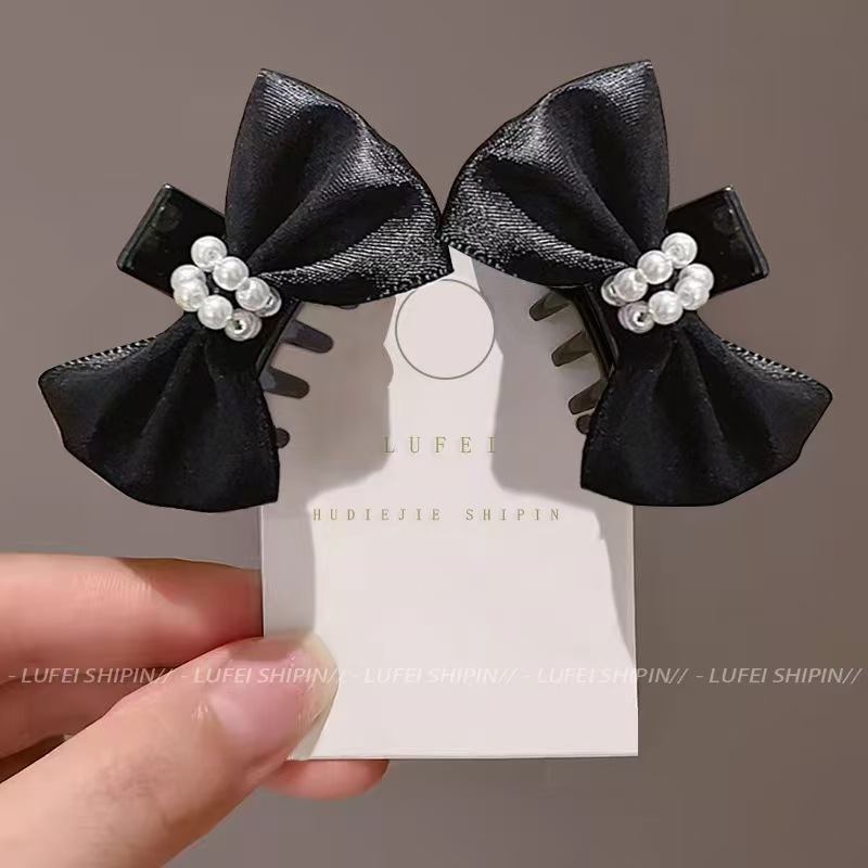 珠珠蝴蝶结发饰小抓夹女公主头鲨鱼夹发夹发卡发饰夹子头饰小香风