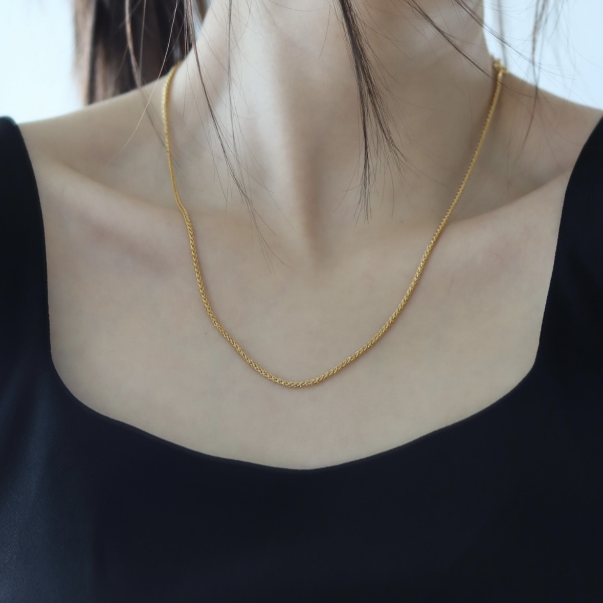 链子925银 链子925银18K厚包女款实心牢固真金正品闪方盒仔链