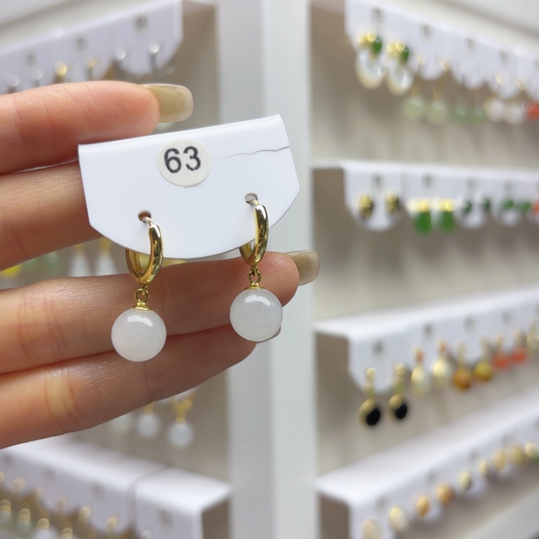 银S925镶嵌和田玉耳饰