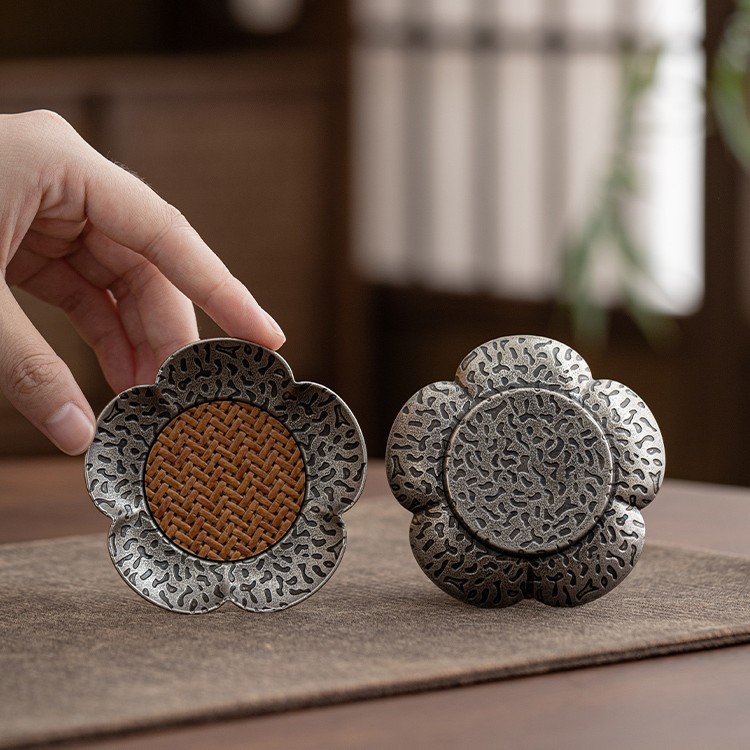 竹编花瓣杯垫 8cm (wgh56)