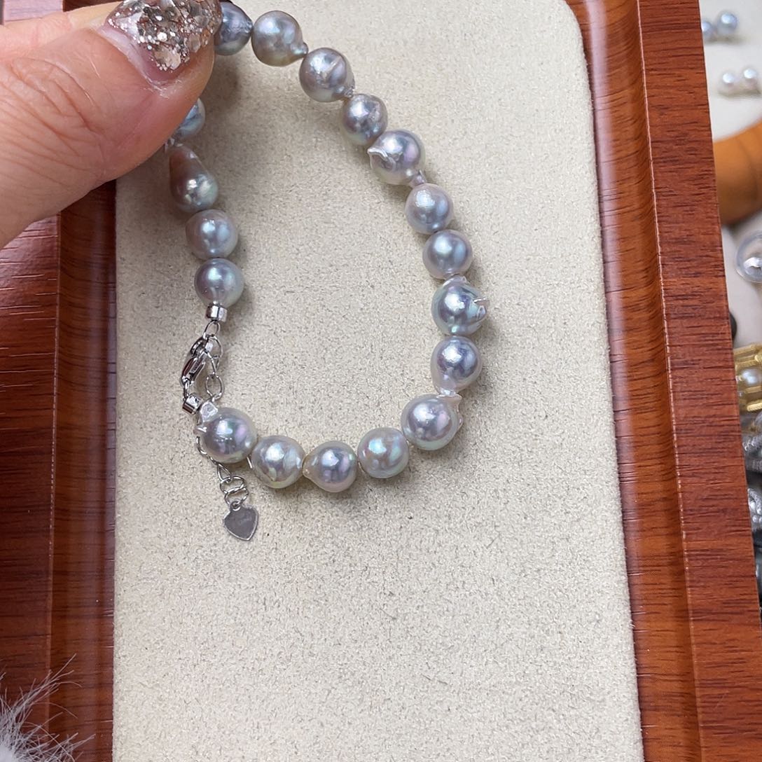 海水珍珠银S925镶嵌手绳