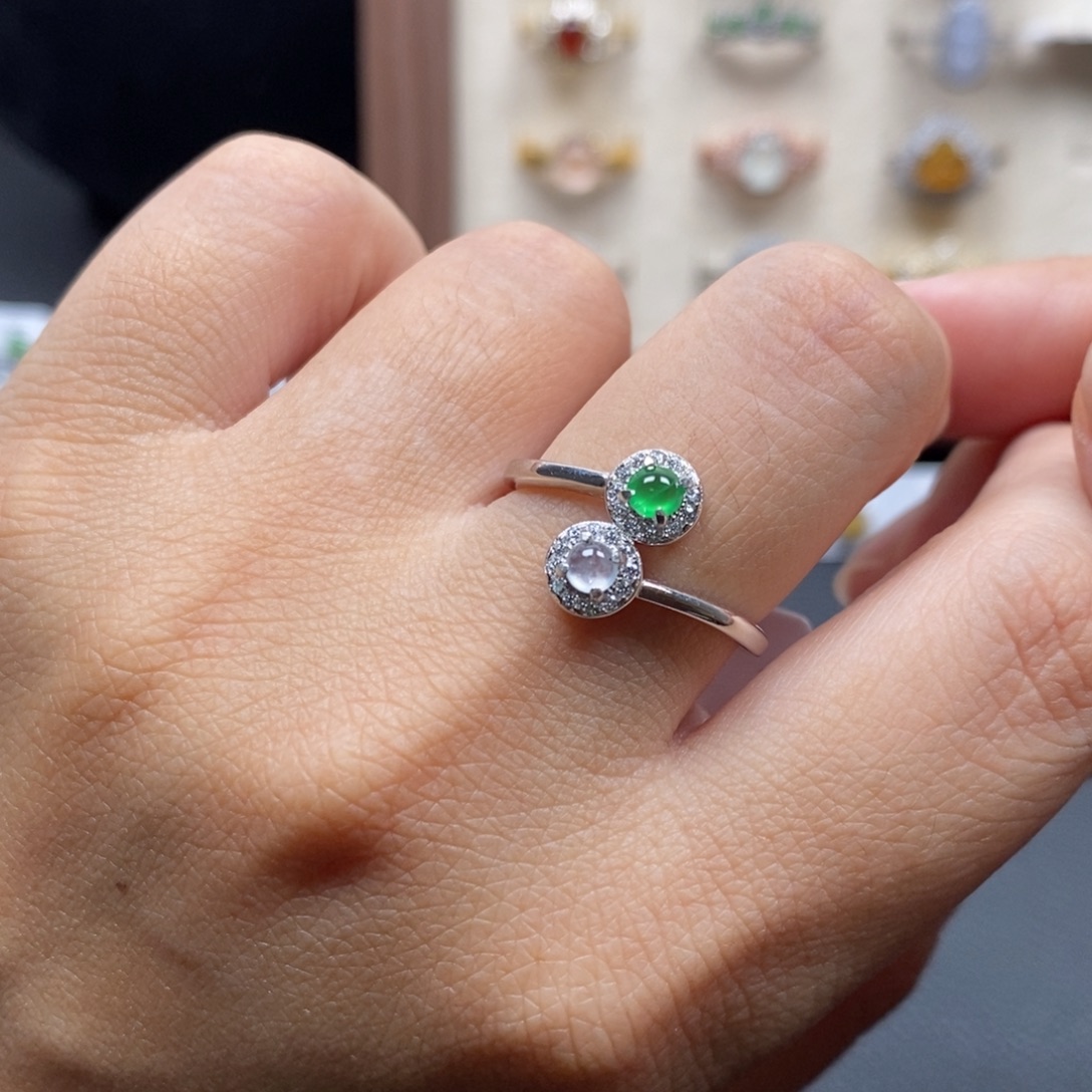 翡翠银S925镶嵌戒指