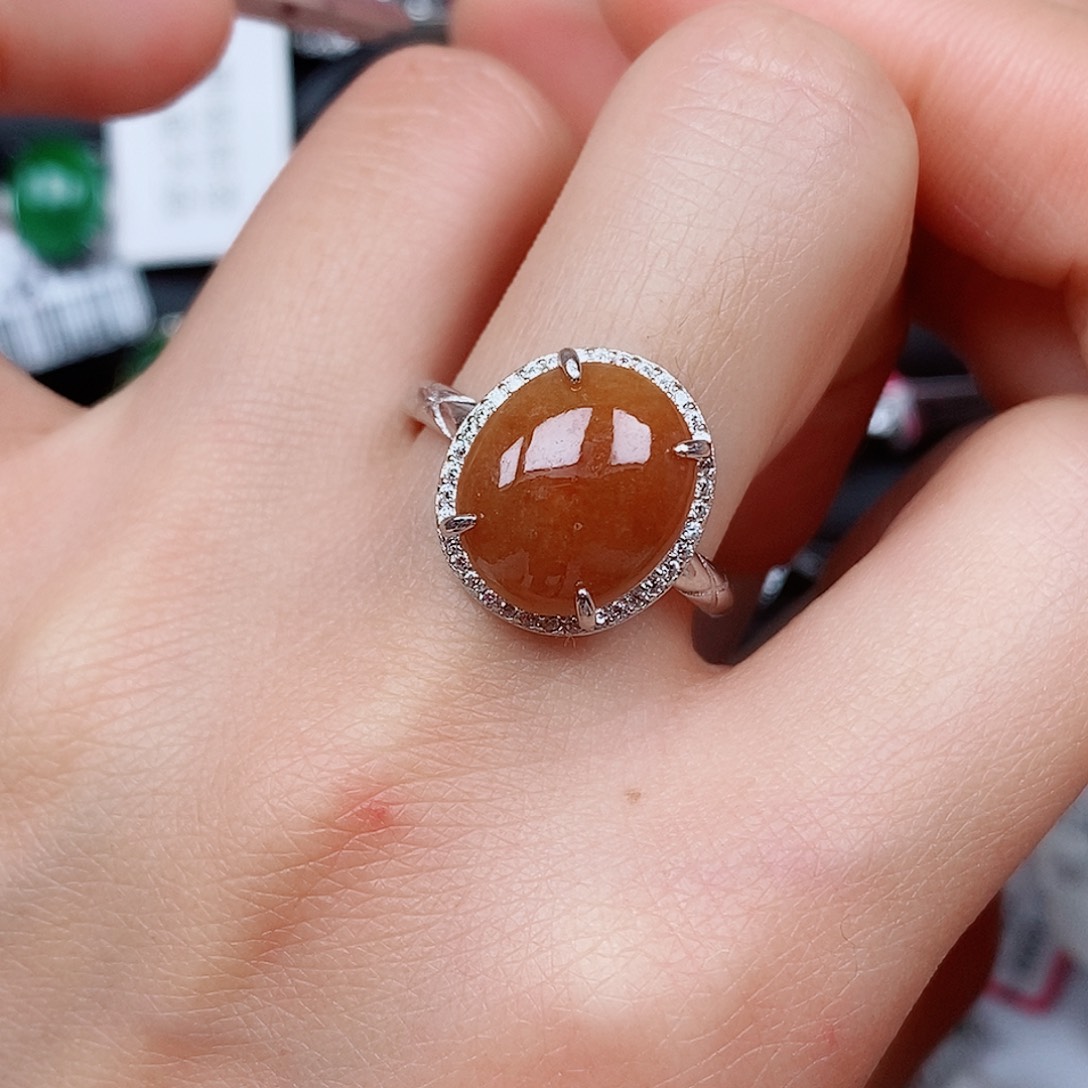 翡翠戒指银S925镶嵌戒指