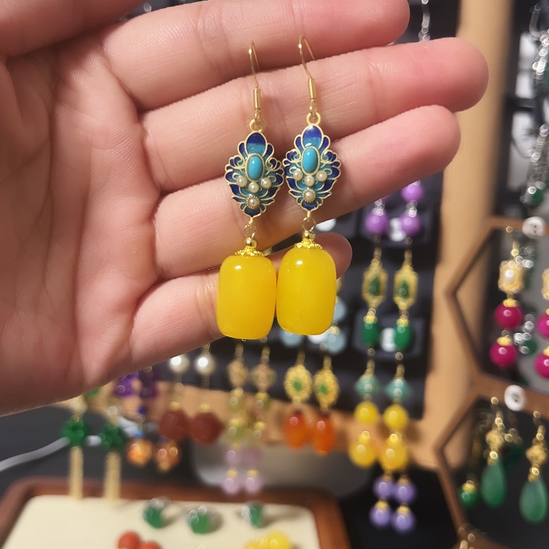 锆石纯铜925银耳饰