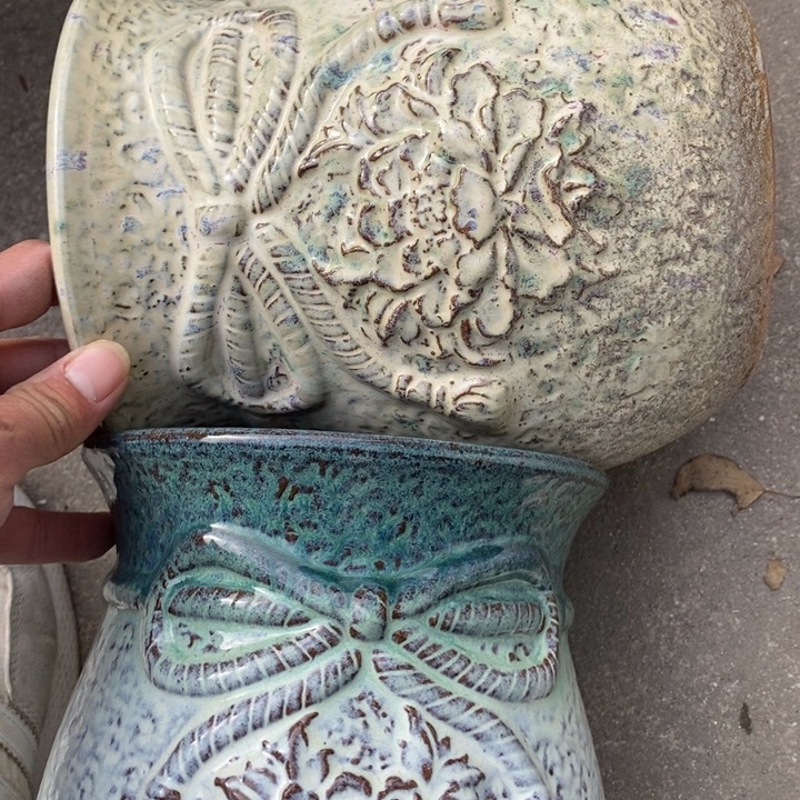 紫砂花盆高20口18一对