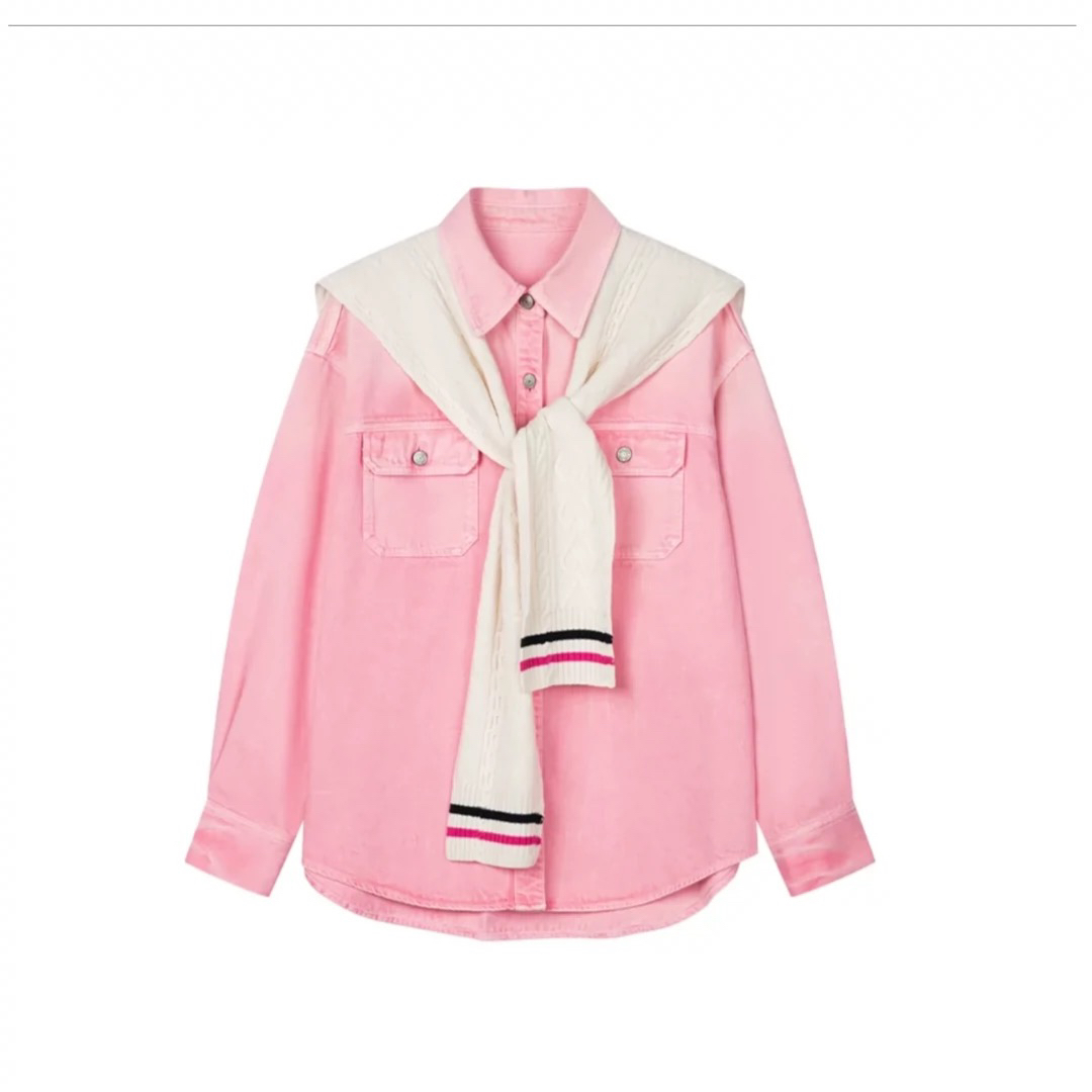 特价！清【天使】新款学院海军领披肩粉色衬衫外套女宽松时尚
