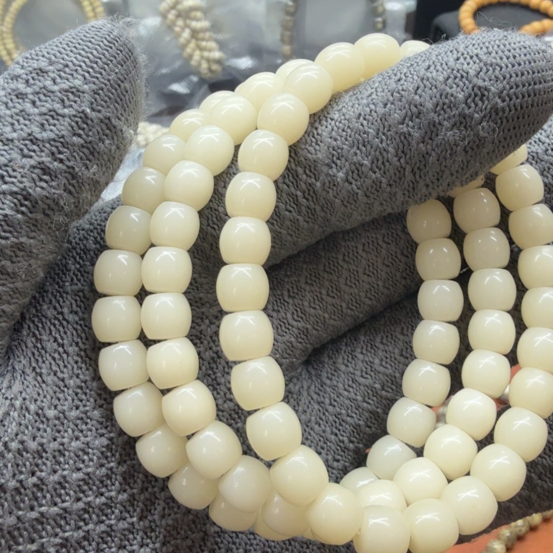 星月菩提手串白玉鼓珠