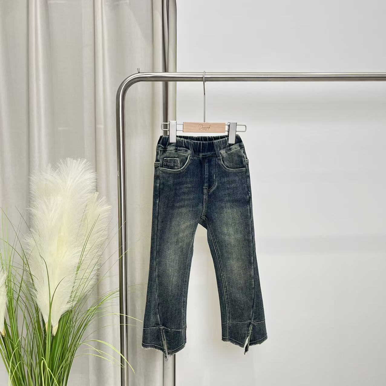 秋冬女童加绒牛仔裤蓝色 5740韵系