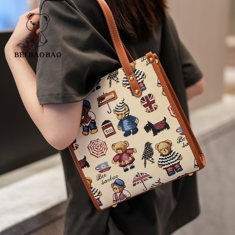 新款小众设计大容量女式手提包可爱卡通单肩包8600