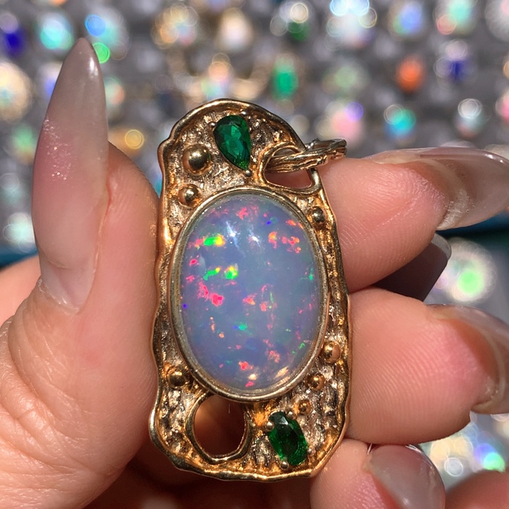 欧泊福利吊坠银S925镶嵌