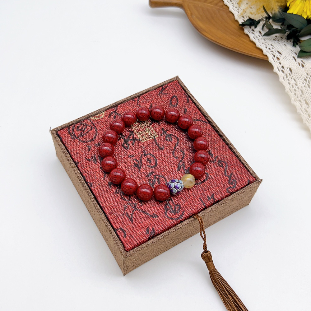 925银树脂手链 02645 HOA 红珠弹力绳手链 配件925银 珠9mm左右