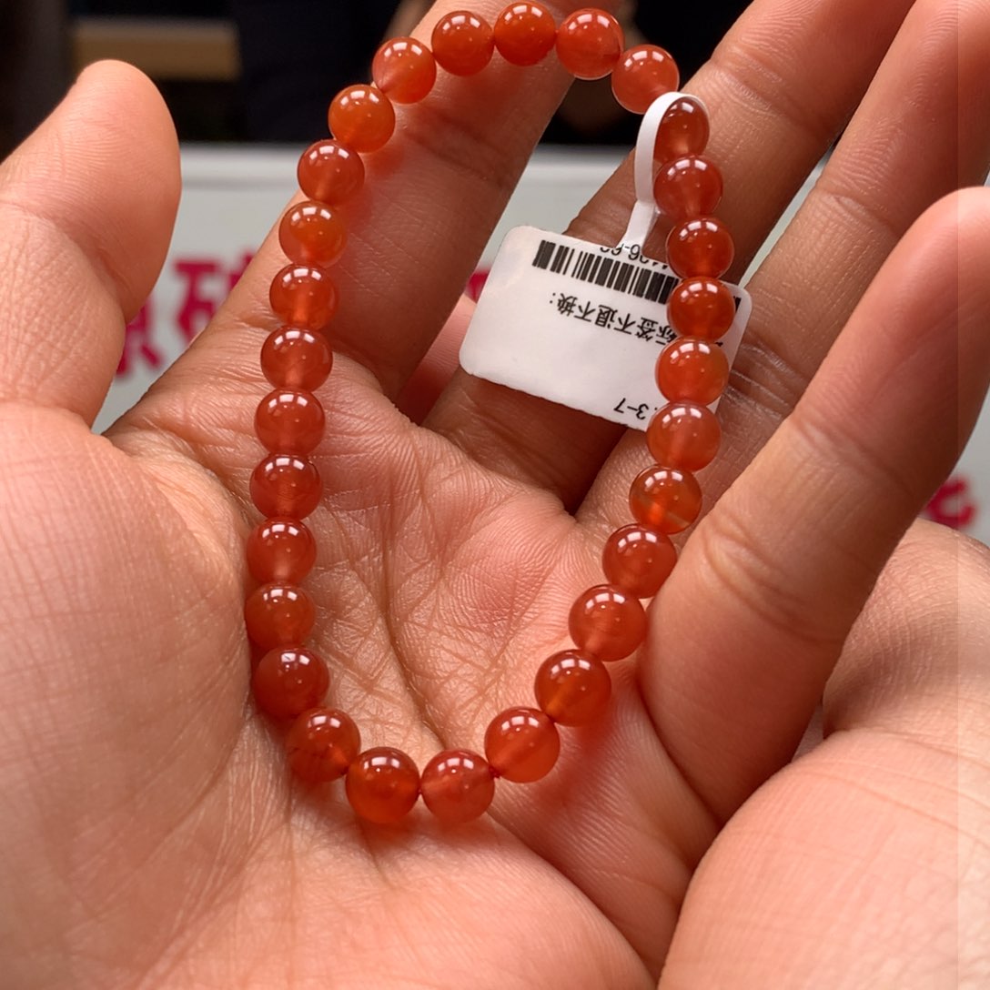 南红玛瑙6mm冰红单圈手串未镶嵌