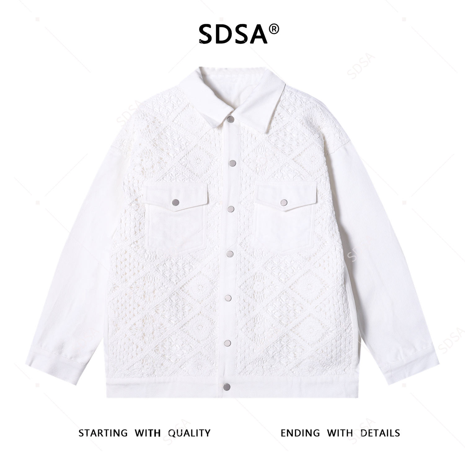 SDSA男士秋冬新款痞帅男装韩版针织菱形格拼接纽扣翻领夹克外套