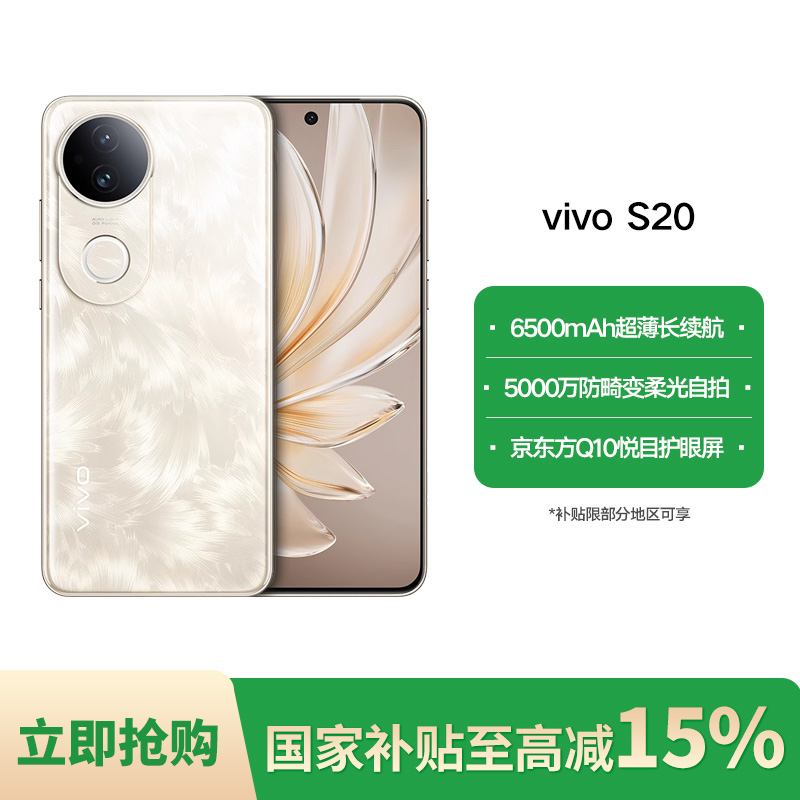 【国家补贴】vivo S20 6500mAh超薄长续航 拍照 AI 手机