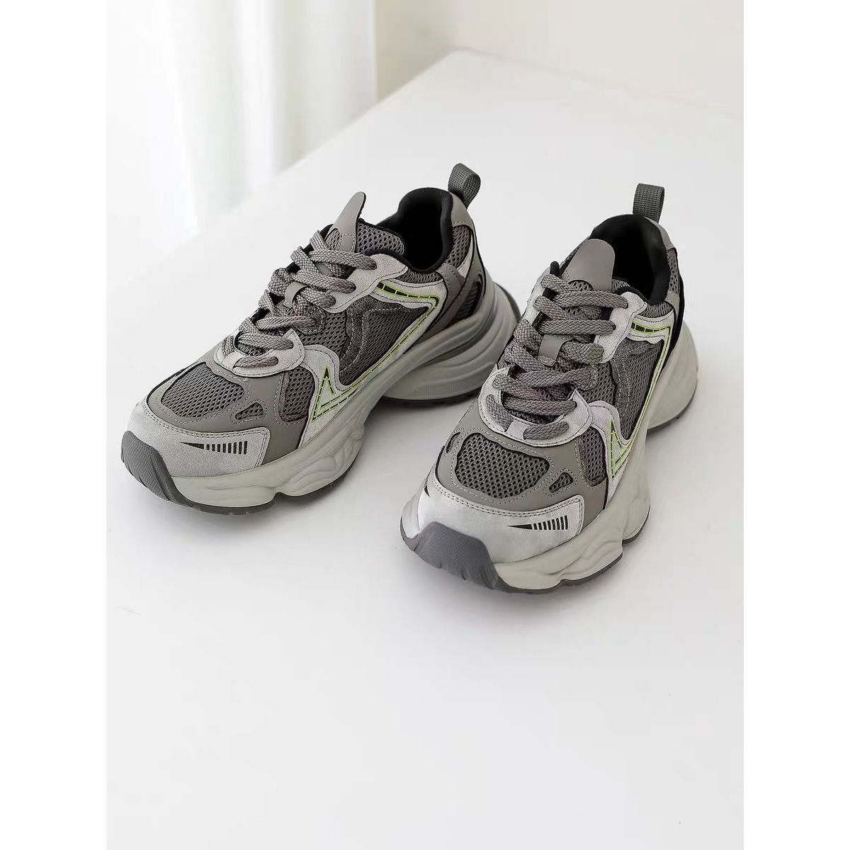 撞色真皮女百搭增高小白鞋厚底休闲鞋老爹鞋5F0-8973-120