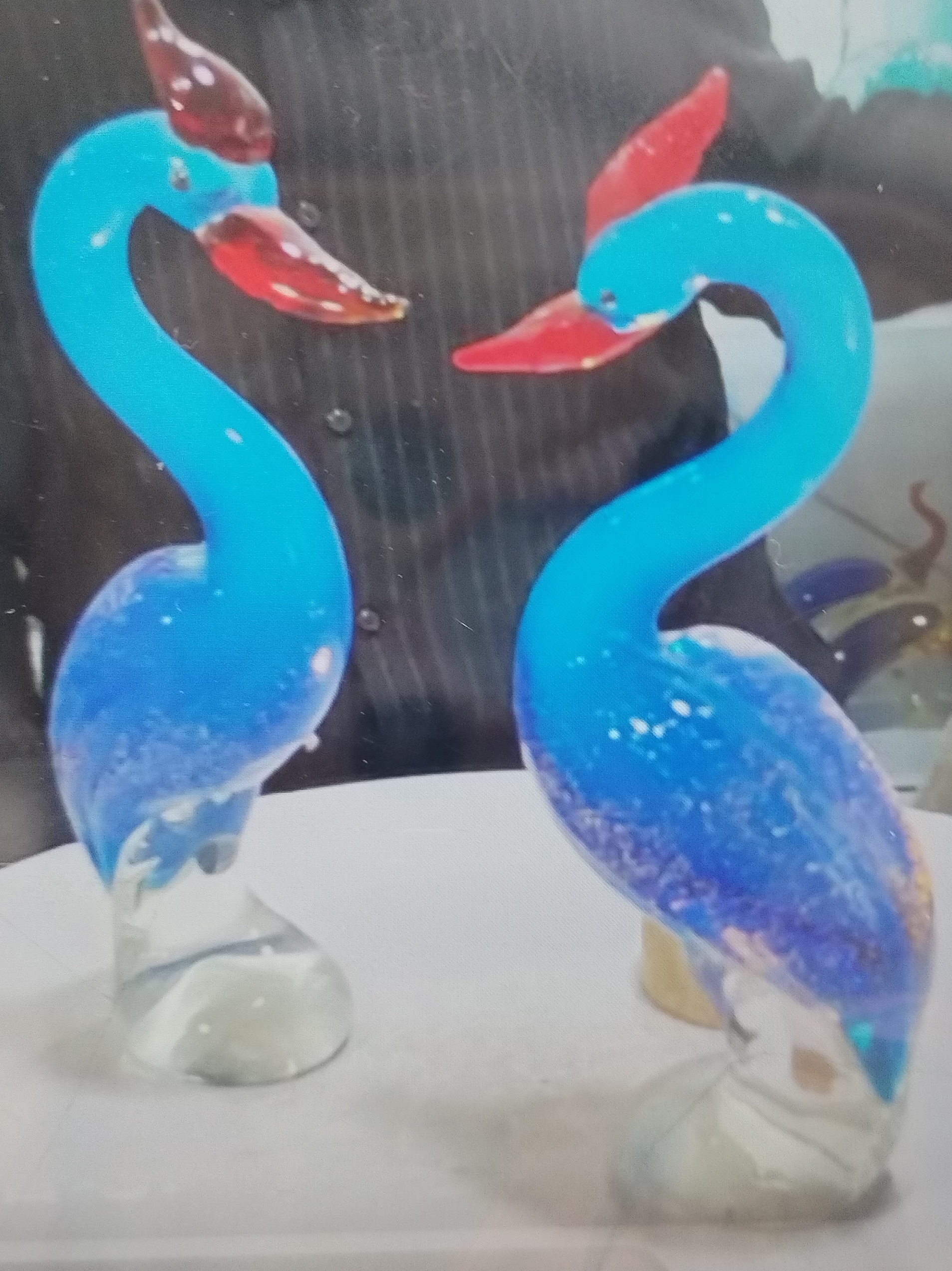 琉璃蓝色丹顶鹤桌面摆件