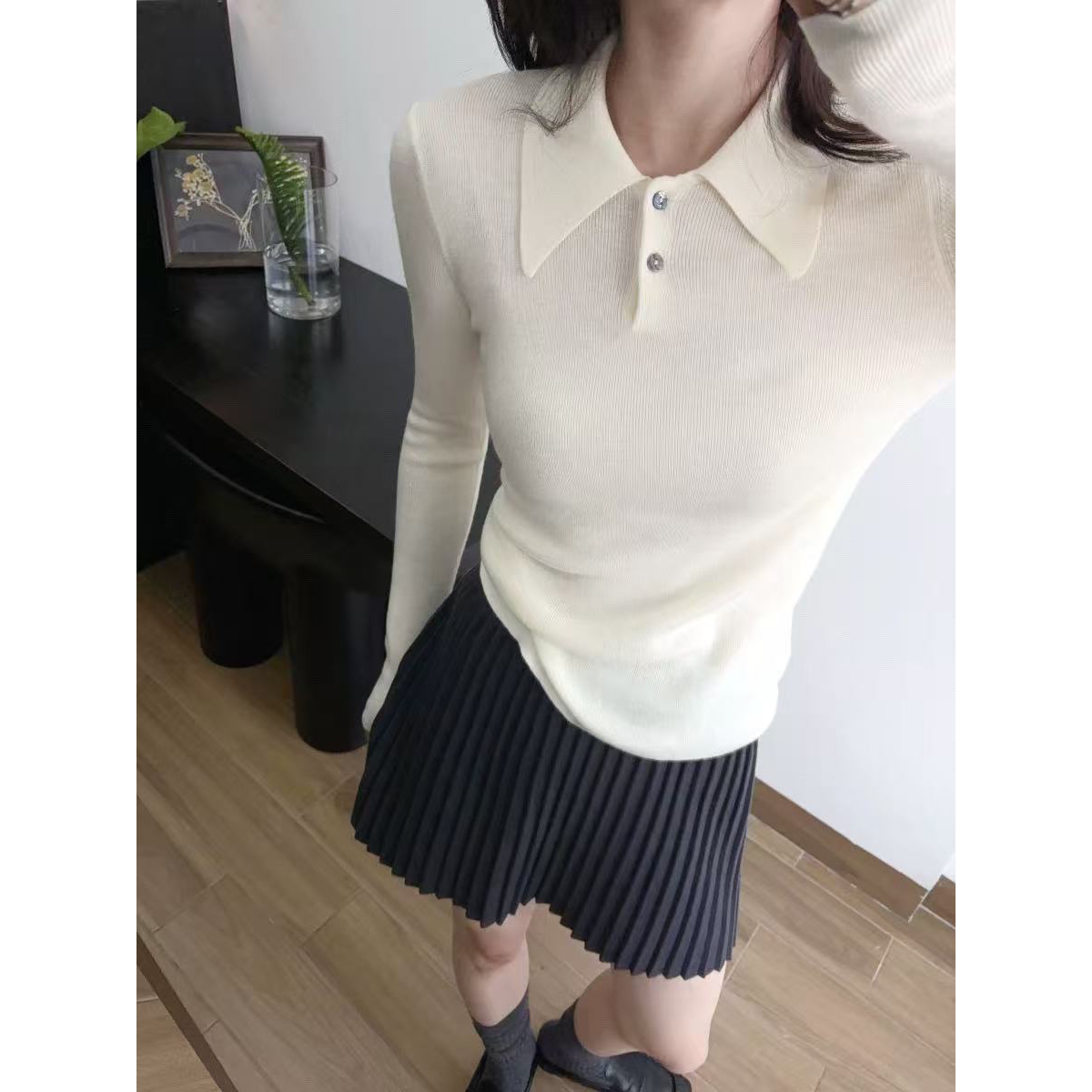 See you（9SYs601#）『高智纸片人』Polo领两粒扣针织衫12-25