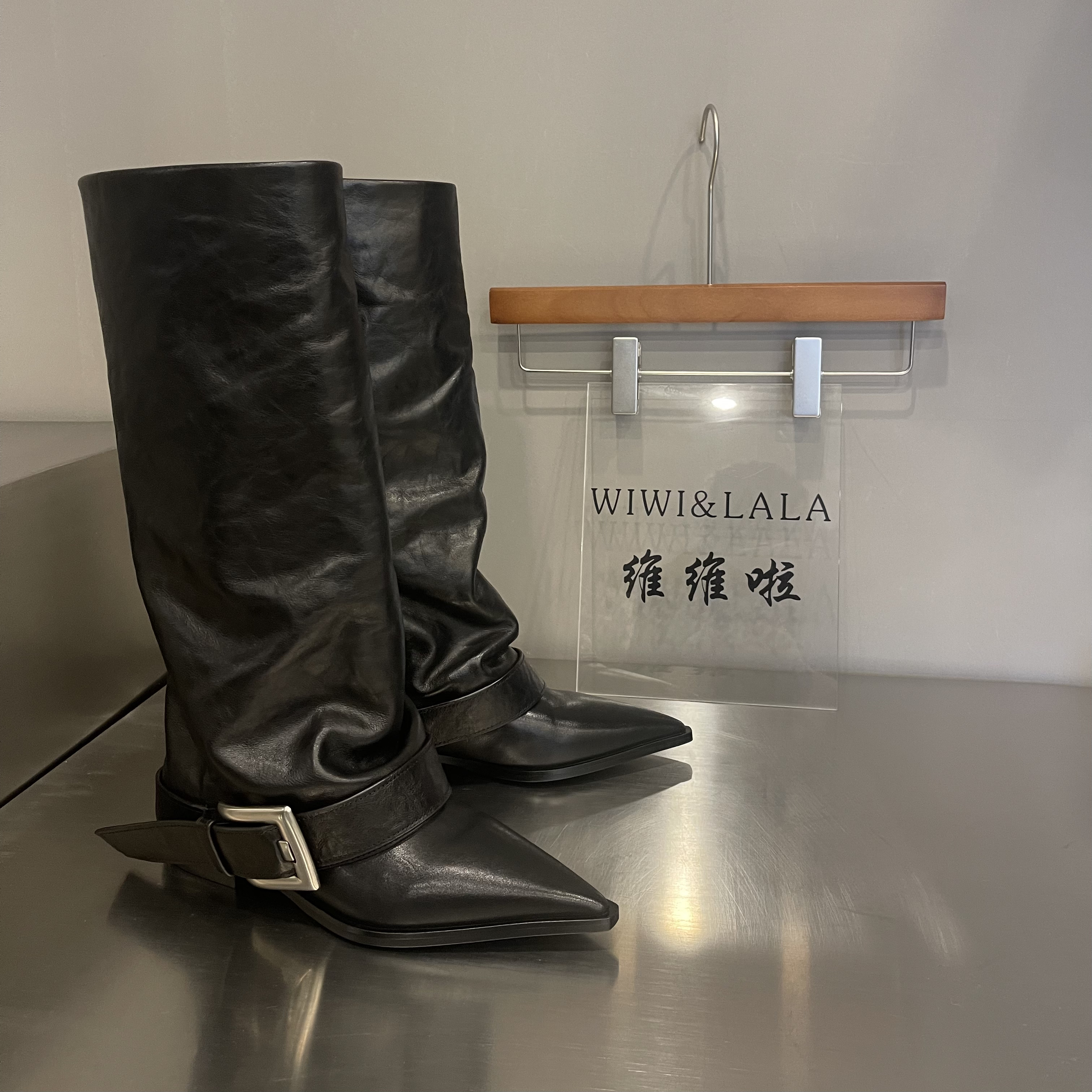 【维维啦】AW25秋款牛皮堆褶尖头女裤高靴2821 B-3