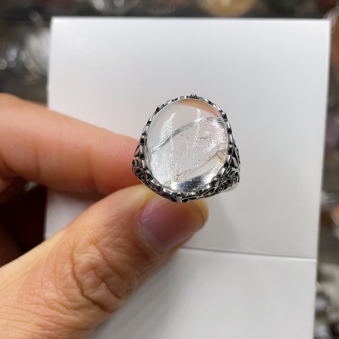 【闪购商品】水晶珠宝半成品银S925镶嵌戒指