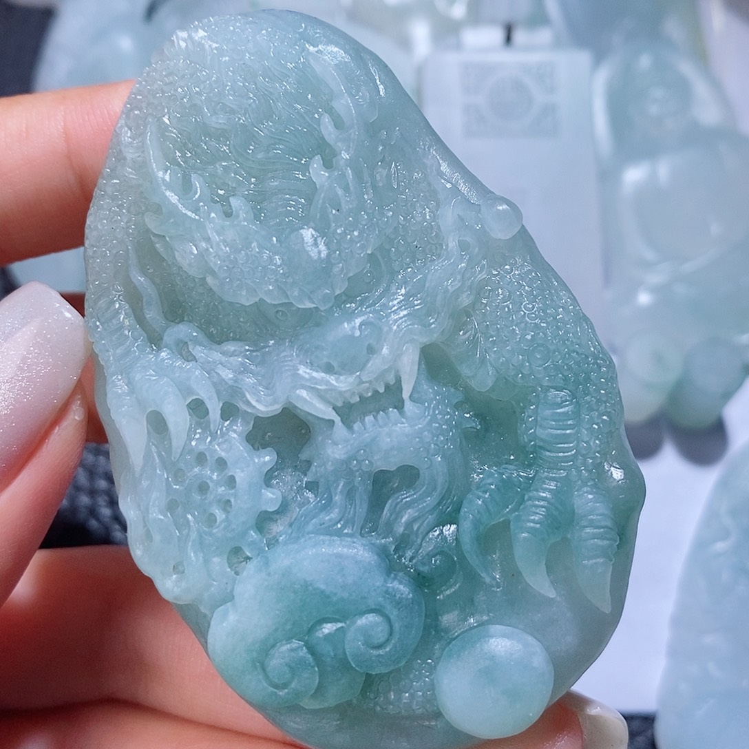定制翡翠未镶嵌毛货付款后确认抛光