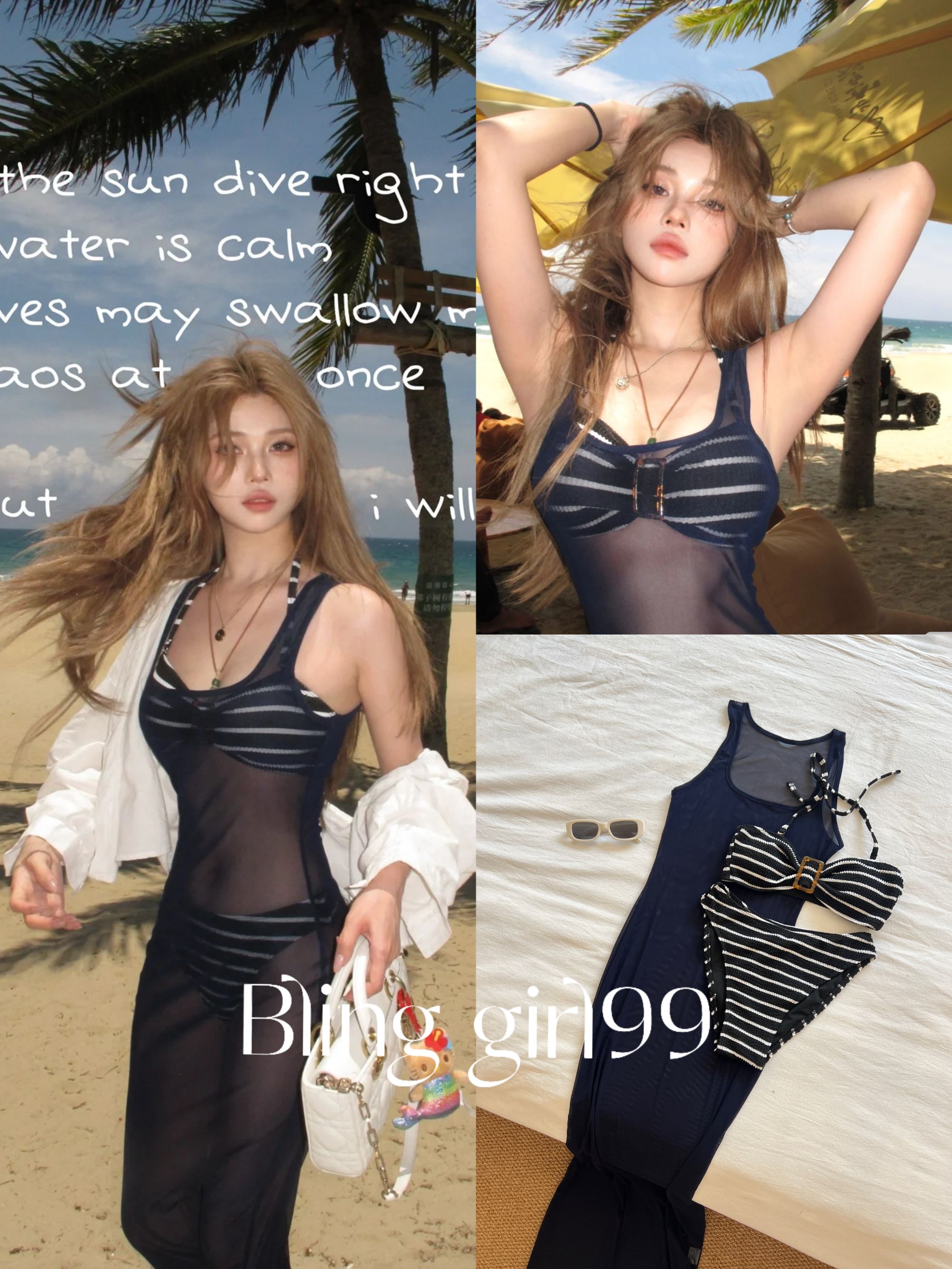 【罗马画报】辣妹纯欲风泳衣游泳女装泳装性感显瘦比基尼黑色沙滩