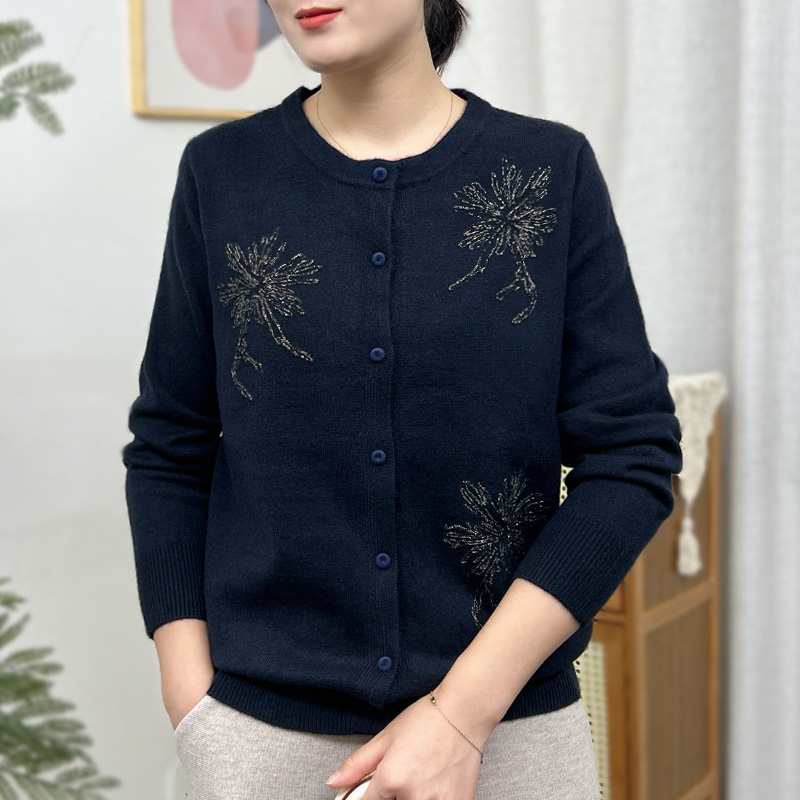 妈妈装长袖洋气针织开衫2025新款百搭外套中老年女50岁宽松上衣服