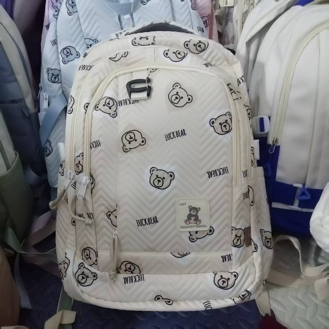 时尚经典女士大号女款潮流熊双肩包拉链印花小学生中学生韩版百搭