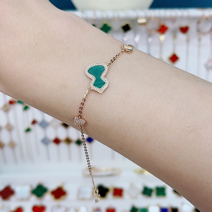 孔雀石手链18K金镶嵌